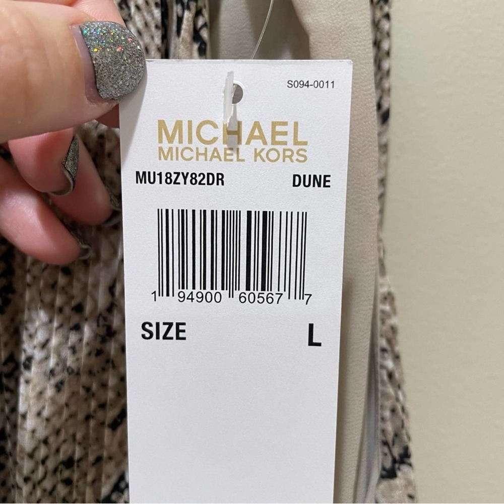 Michael Michael Kors Pleated Snake Print Georgette Halter Dress Size Large - Picture 10 of 11